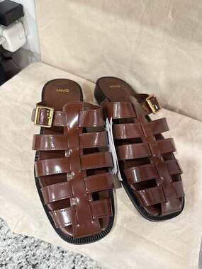 Mango Women Brown Fisherman Slide Sandals